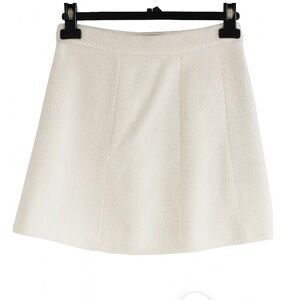 Babaton Tweed Skirt Size 4 Cream/Ivory Mini Lined Back Zip Pencil Preppy